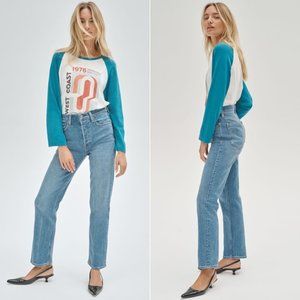 Aritzia Denim Forum Arlo High Rise Straight Leg 28L Jeans - Sz 25